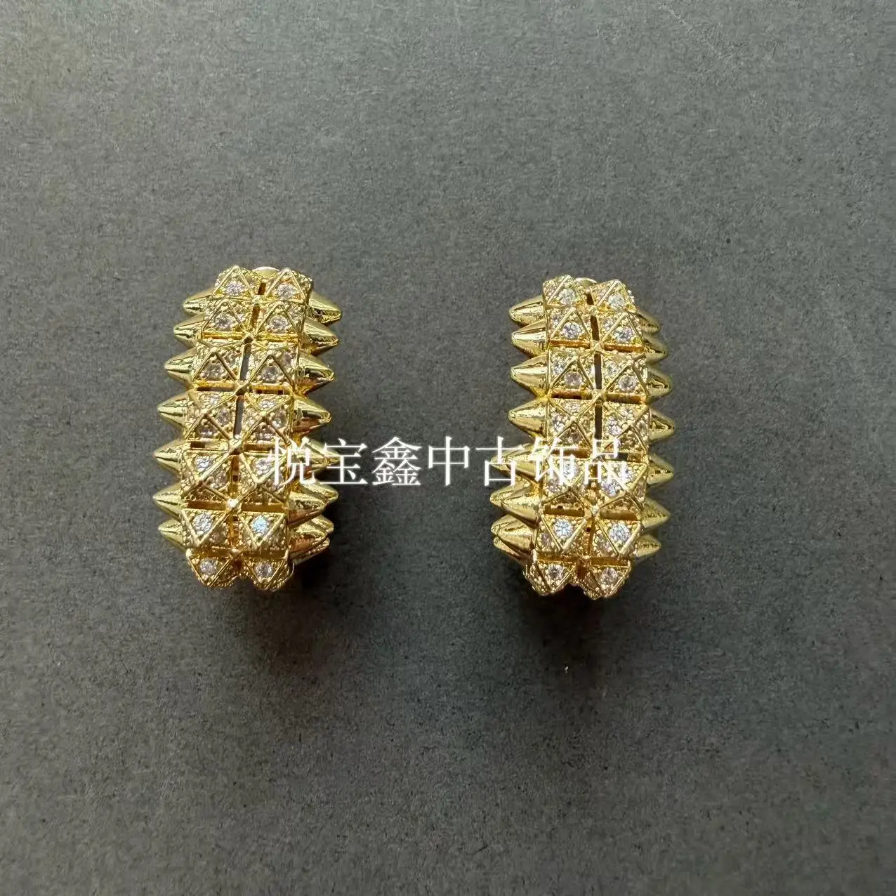 c-shaped zircon inlaid stud earrings 925 silver needle plain gold earrings versatile temperament women's jewelry