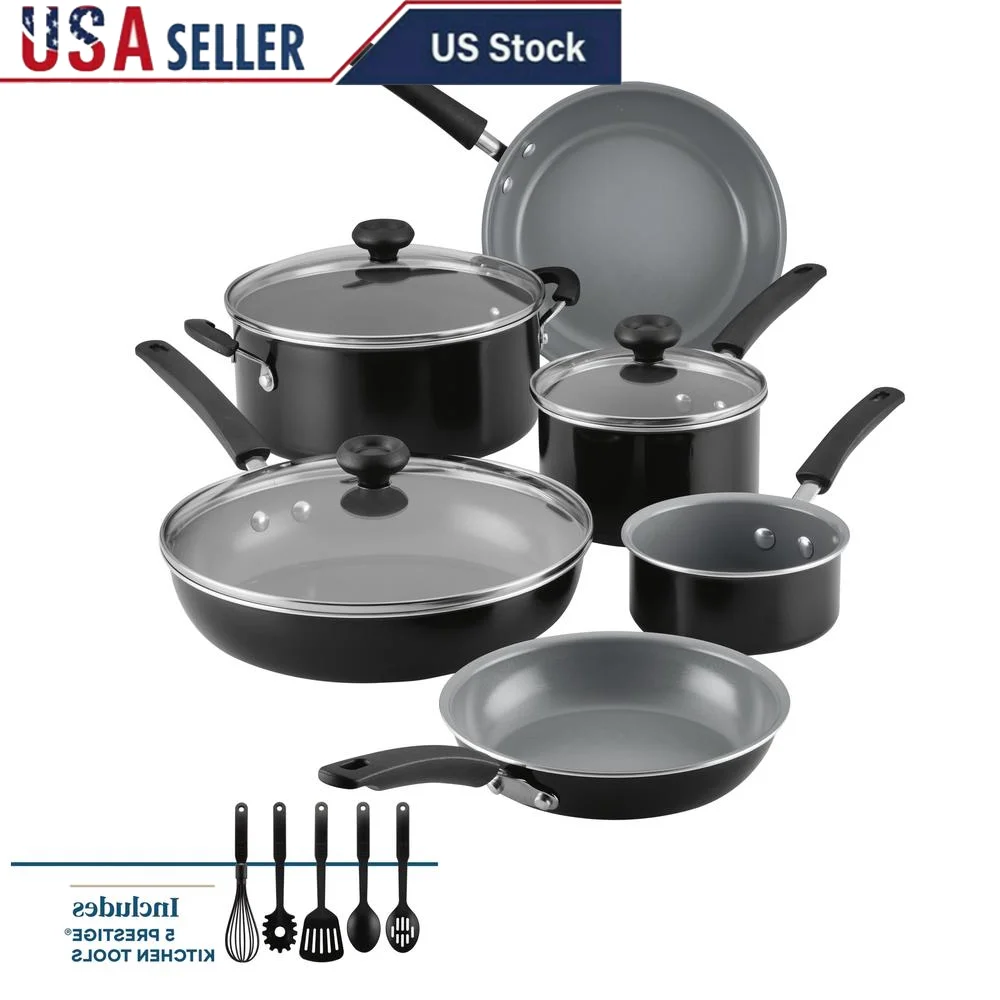 

Nonstick Ceramic Cookware Set 14 Piece Easy Clean Aluminum Pots Pans Dishwasher Safe Healthy Cooking Tools High Performance