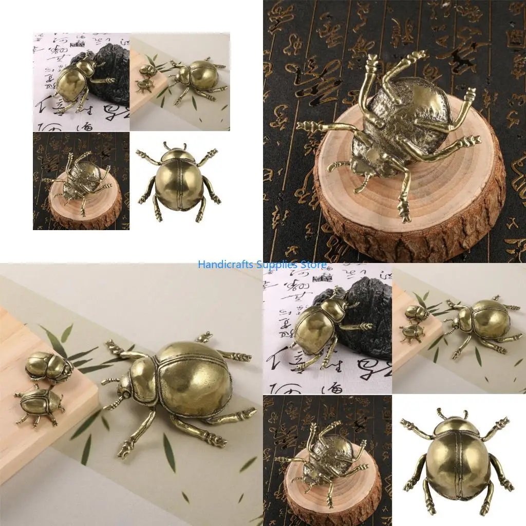 R1WA Aged Look Metal Insect Sculpture Statue Ladybugs Model Home Display Art Piece