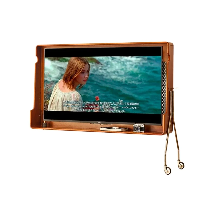 

Removable TV cabinet bracket retro small apartment home living room TV set vintage solid wood cherry wood