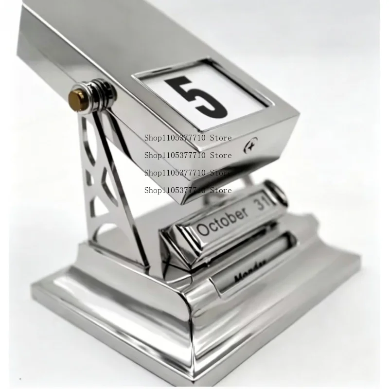 Creative Perpetual Flip Desk Calendar – Universal Metal Crafts Dual-Language (Russian/English) for Office & Home