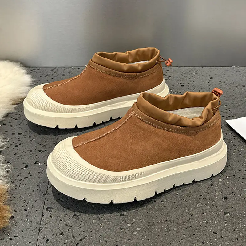 

Men's Snow Boots Autumn and Winter Thickened Fashion Casual Bakers Shoes Warm Fur-Lined Thickened Mid-Calf Cotton Shoes