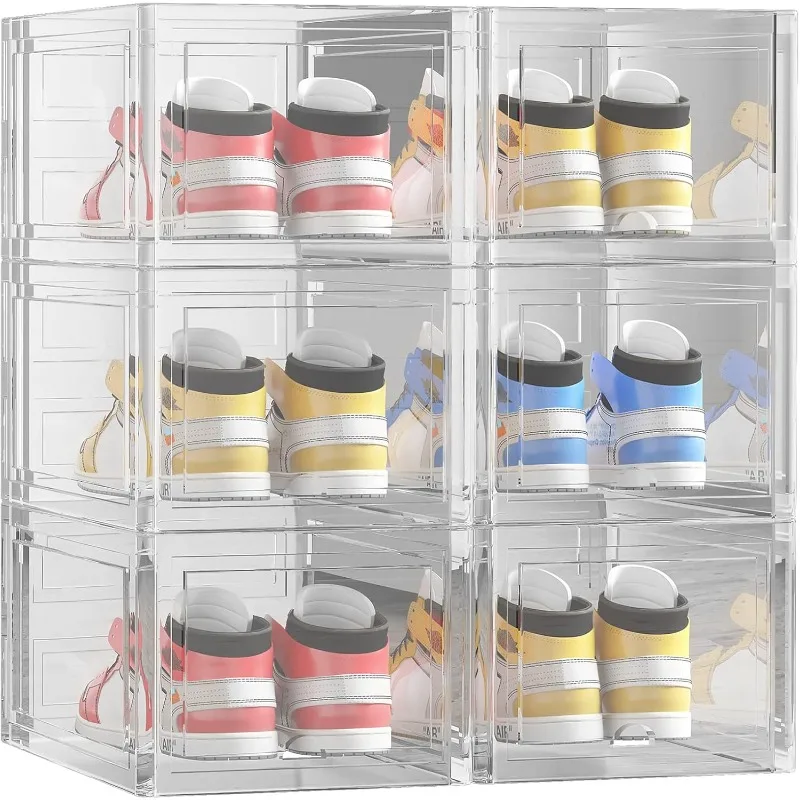 

Sturdy Shoe Storage Boxes Organizer Box,Fit Closet Organizers Case,Easy Snap-on Assembly Shoe Boxes Clear Plastic Stackable