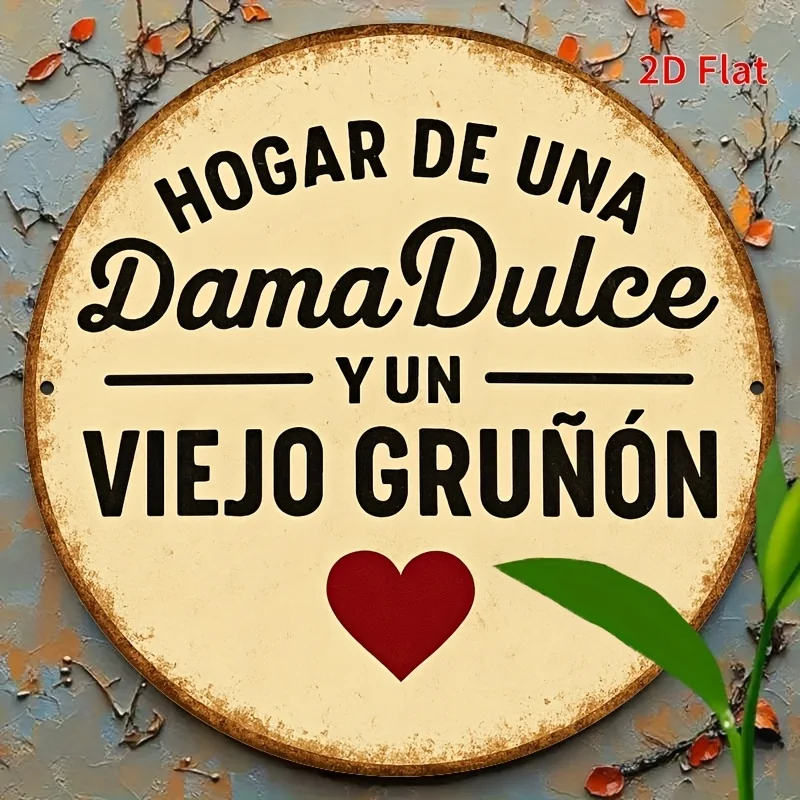 1 pieza Letrero Metálico Vintage Español de Aluminio Rústico con la frase 'Hogar De Una Dama Dulce' para Decoración de Pared, Ideal para Casa de Campo, Cafetería, Porche, Diseño Plano 2D