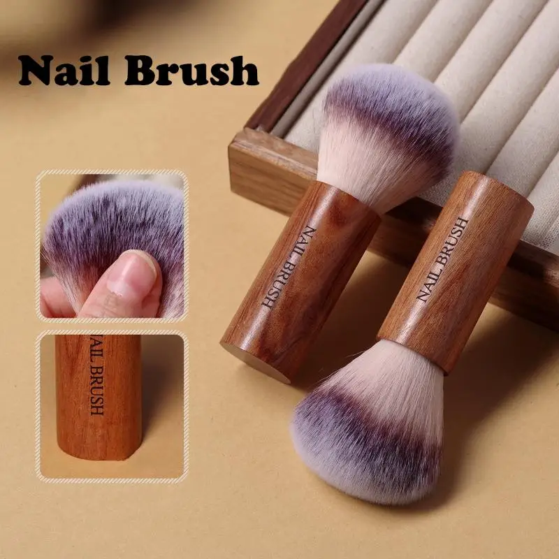 Brosse professionnelle pour Nail Art, Style rétro, manche rond en bois, nettoyage de la poussière, brosse de maquillage, accessoires de manucure, équipement, 1 pièce