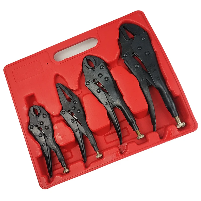 4pcs/set 5 Inch-10 Inch Black Heavy Duty Grip Plier Wrench Vice Locking Pliers Lock Crimper Grips Hand Tools Set