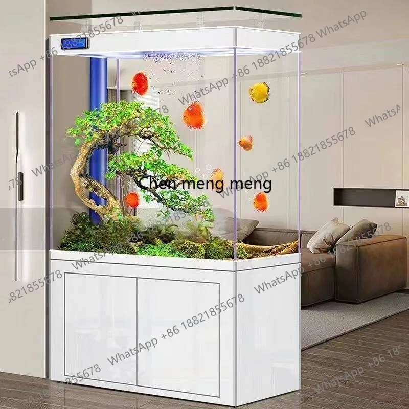Light luxury fish tank bottom filter living room entrance entrance screen partition water-free ecological ultra-white aquarium