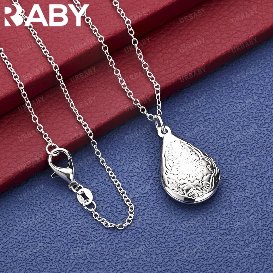 

URBABY 40-75cm 925 Sterling Silver Water Drop Pendant Necklace Anniversary Gift Popular Wild Fashion Romantic Jewelry
