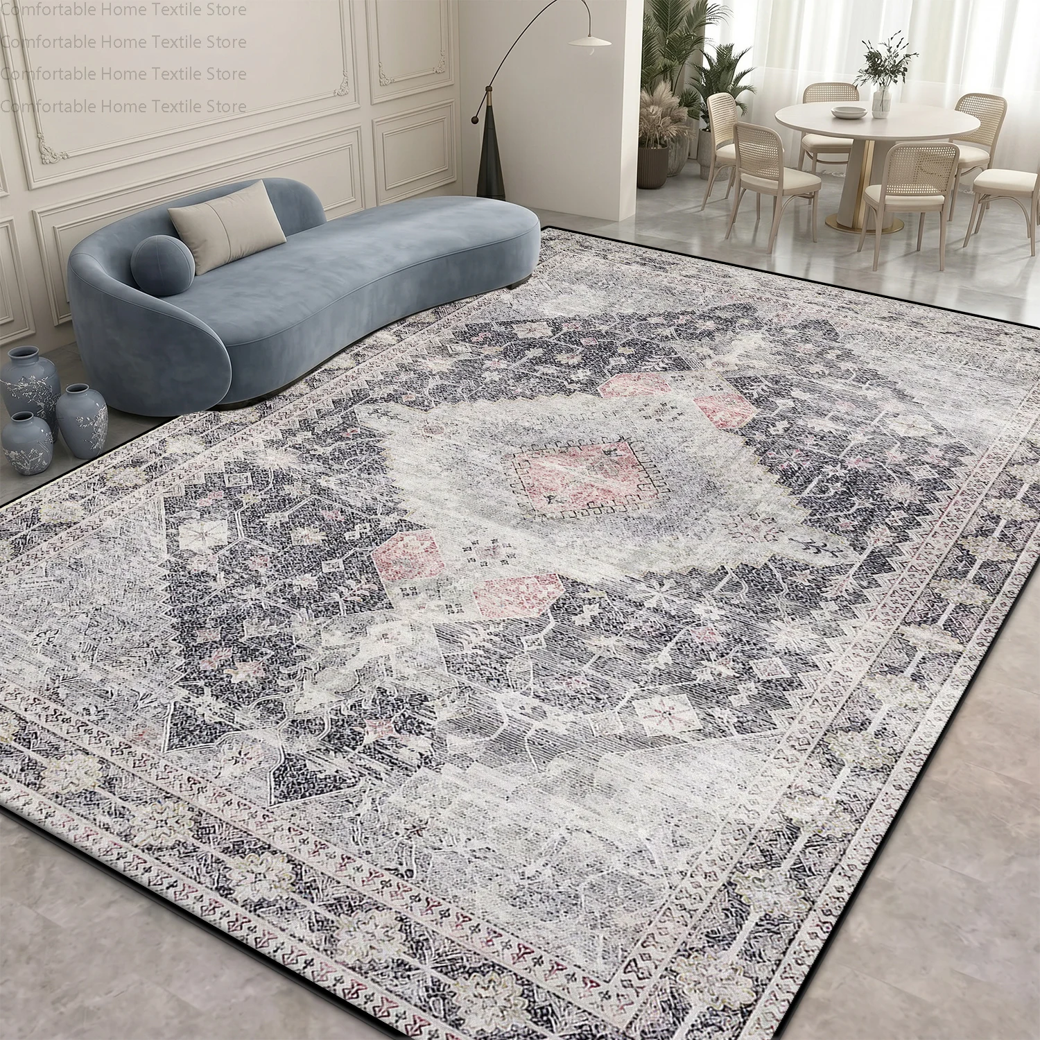 Fresh Vintage Persian Style Living Room Carpet Home Decoration Luxury Antiskid Soft Rug Large Area Easy Clean Coffee Tables Mats