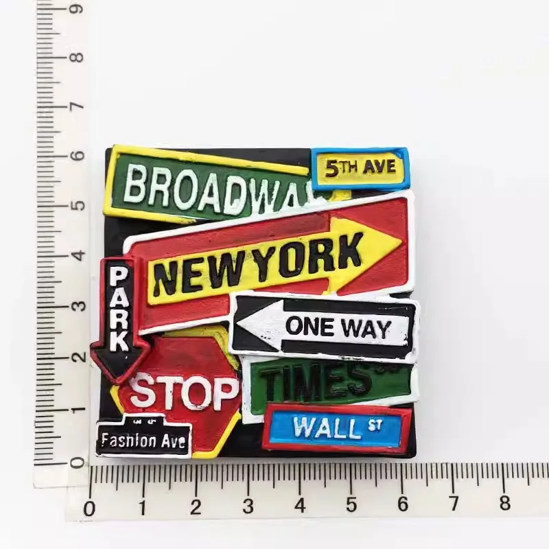 3d American square road sign street design creative refrigerator sticker travel souvenir craft gift