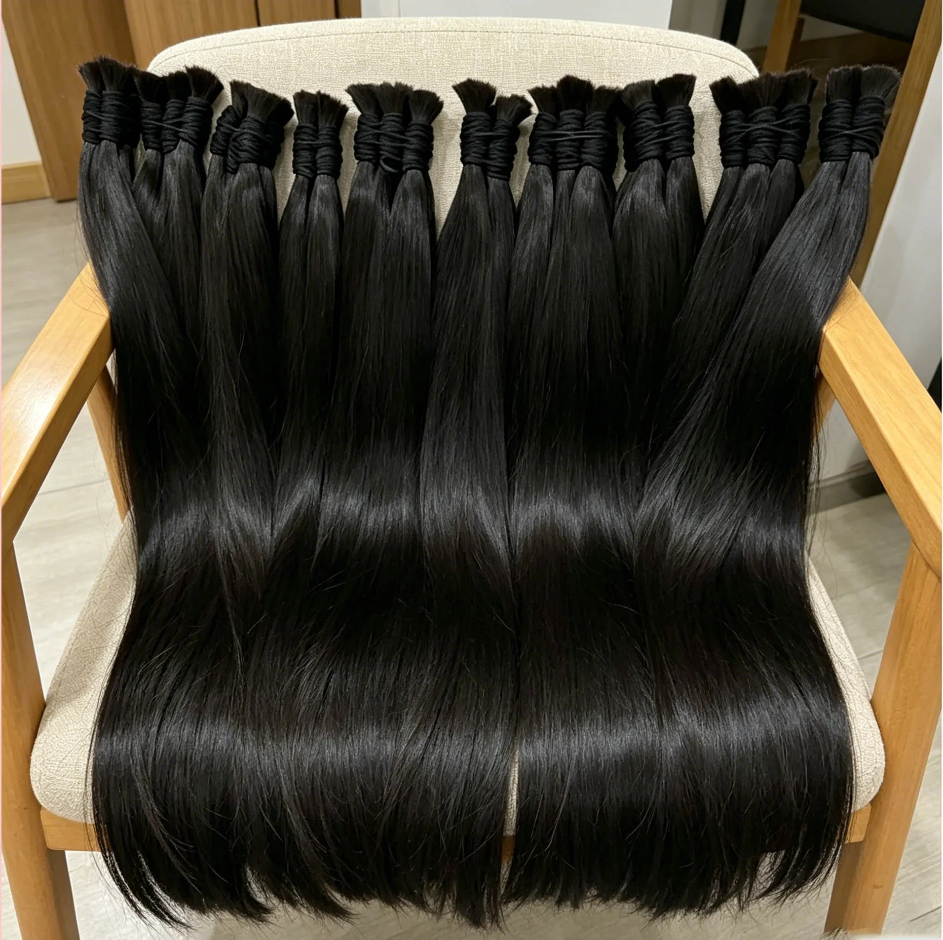 Boho Braids Human Hair Straight Bulk Human Hair Extensions for Women Human Hair Braiding Hair Natural Real Human Hair 24 26 Inch