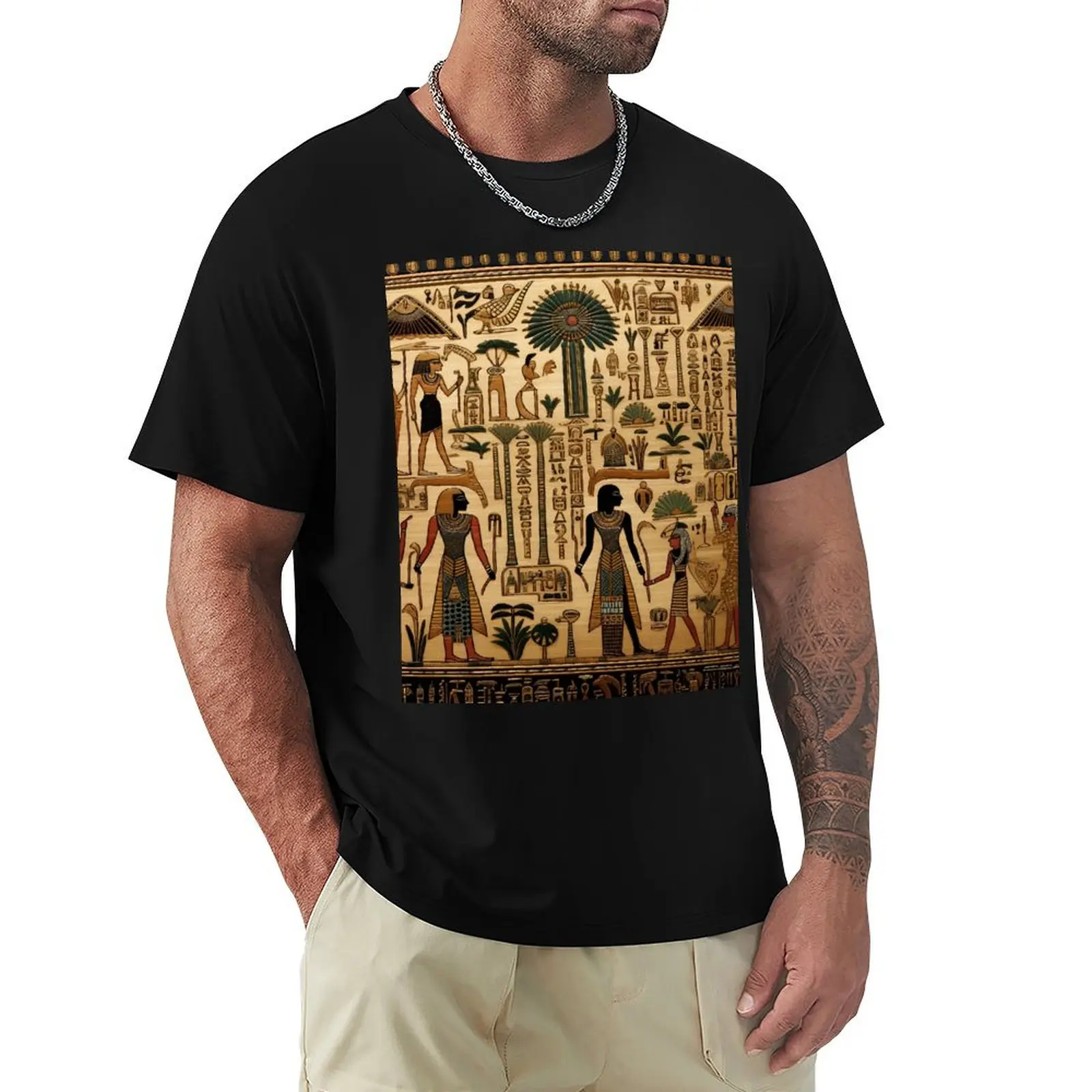 Egyptian Mysterious Hieroglyphs 4 T-Shirt t shirt men 100% cotton luxury brand T-Shirt