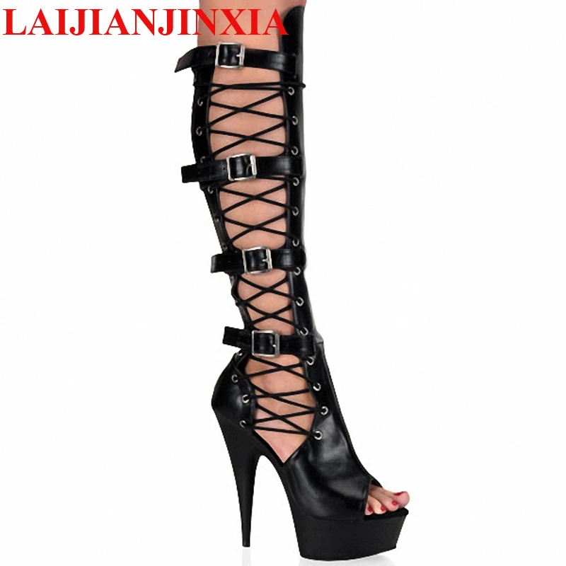 Ete-nouveau-style-creux-cuisson-peinture-plate-forme-15-cm-bout-ouvert-chaussures-a-talons-tres-hauts-6-pouces-talons-pointus-noirs-cuissardes
