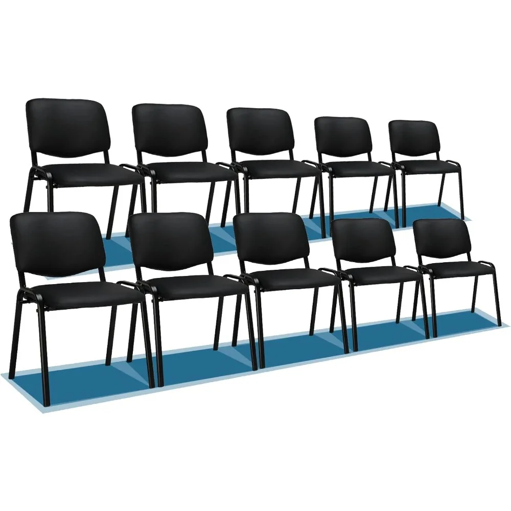 

"10 Pack PU Leather Church Chairs - Stackable Conference Seating for Office Reception and Meeting Rooms"