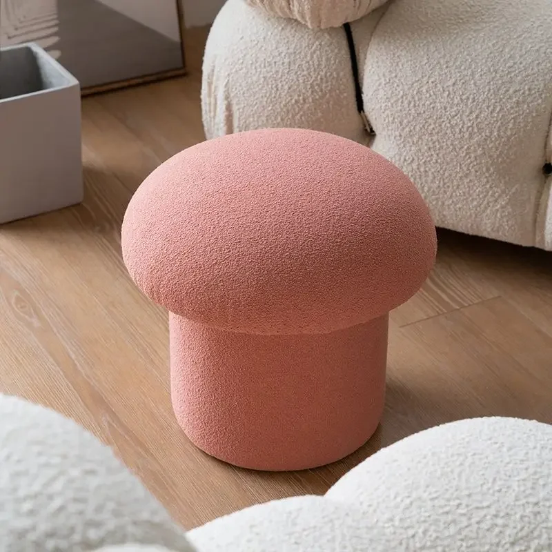 

Cloth Household Shoes Stool Mushroom Shape Round Small Rounds Shoes Stool Dressing Stool Bedroom Ottomans Living Room Furniture