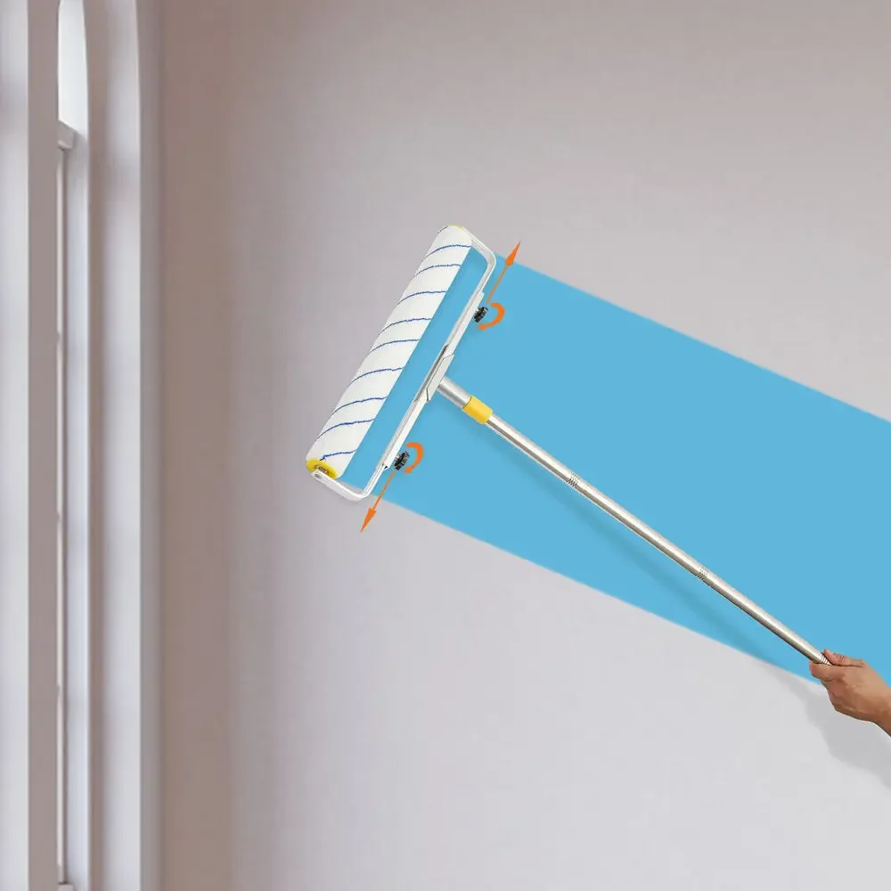 Large Paint Roller Adjustable Roller Frame Extension Poles 3 Roller Brushes Kit  Wall Painting Tools