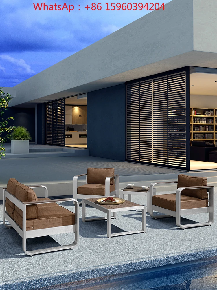

Outdoor sofa combination living room aluminum alloy sofa courtyard iron furniture garden light luxury hotel industrial style