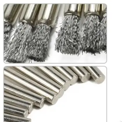 10PCS 5x3mm Stainless Steel Wire Brush Wheel For For Mold Grinder Electric Rotary Drill Polishing Finishing Metal Factory Tools