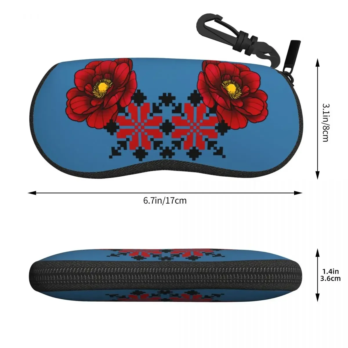 Custom Rose And Mallow Ukrainian Embroidery Shell Glasses Case Unisex Cool Vyshyvanka Eyeglasses Case Sunglasses Protector Box