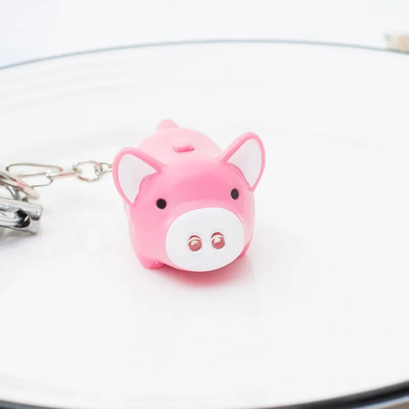 Mini LED Keychain Light Cute Pig LED Lights Cartoon Pig Key Ring Decoration Accessories Backpack Ornament