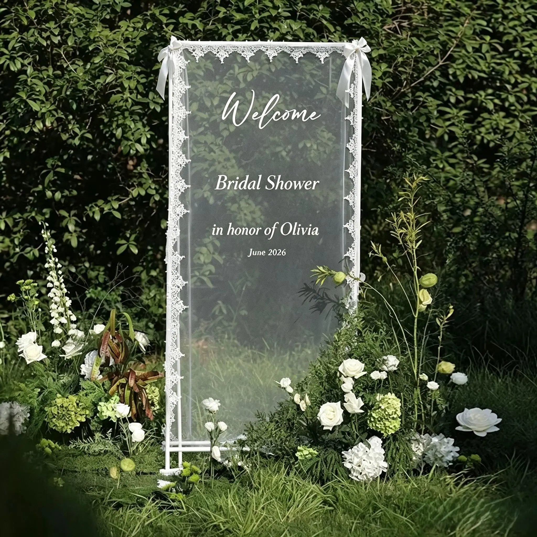 Custom Seating Chart Banner Transparent Lace Personalized Arch Sign Romantic Style Wedding Reception Party Table Layout Decor - view 6