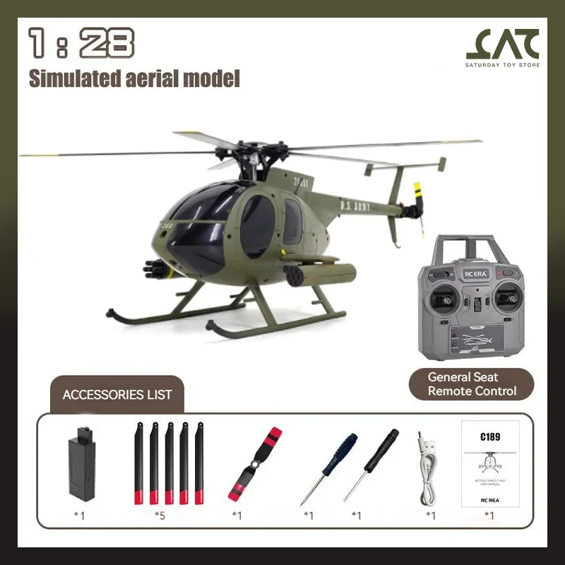 C189 Bird Md500 1:28 Remote Control Helicopter Drone Model Four-Channel Rc Aircraft Toys Green Mode 1 and Mode 2 versions