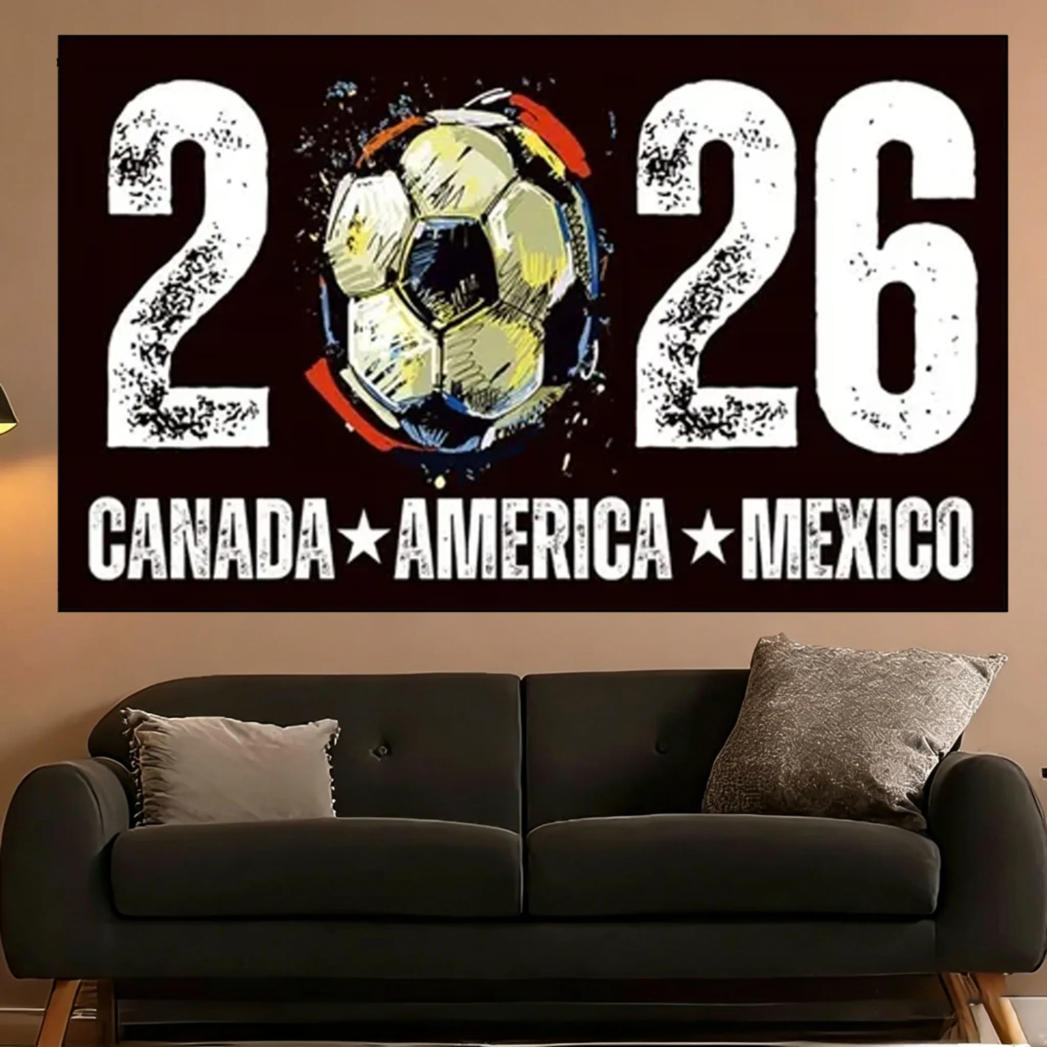 1pc 2026 Football Match Support Tapestry Wall Hanging Decor for Bedroom Dorm Party Aesthetic Wall Art Great Gift For Friend