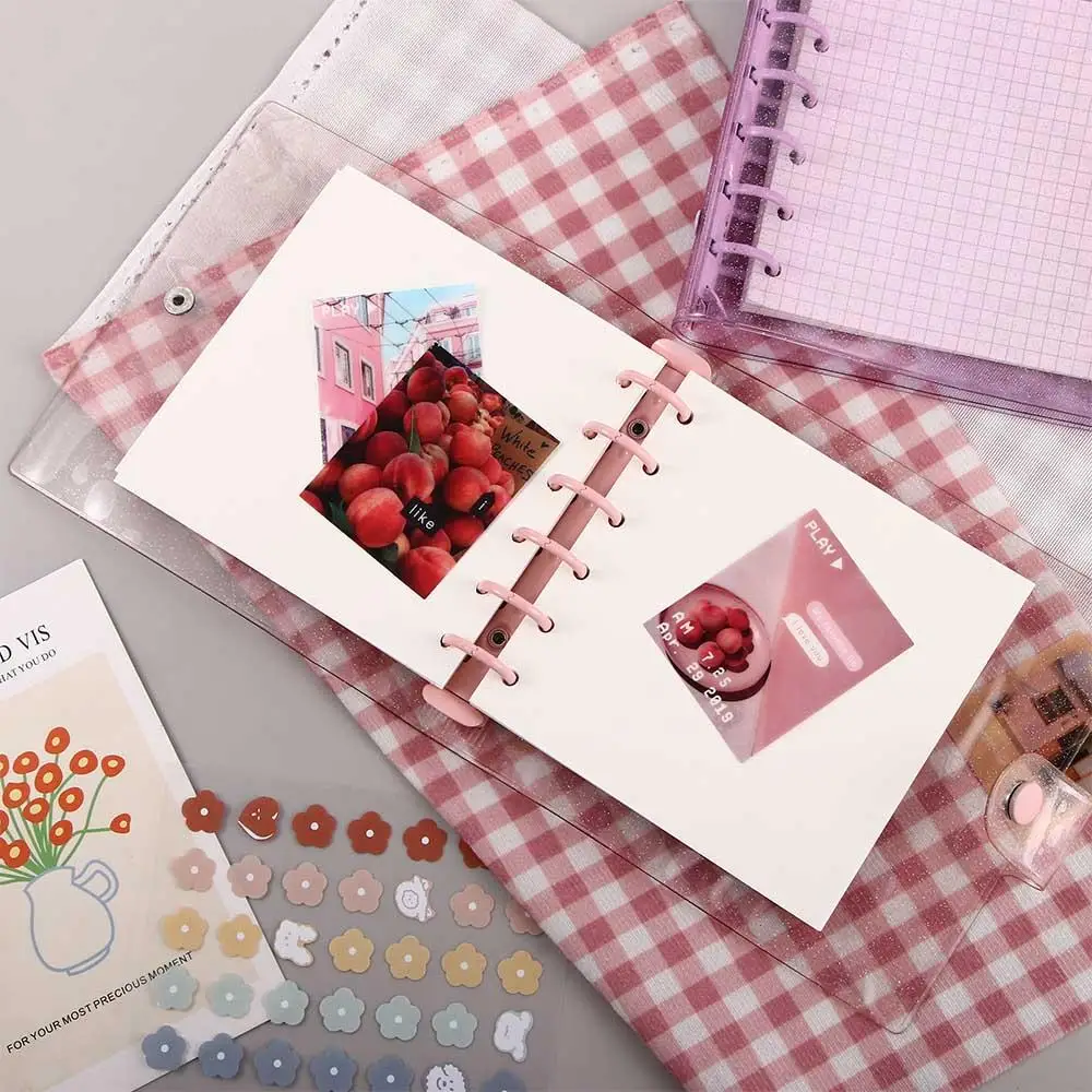 

School Supplies Kawaii Card Book Agenda Planner Glitter Journals Photo Collect Book Binder Notebook Square Loose Leaf
