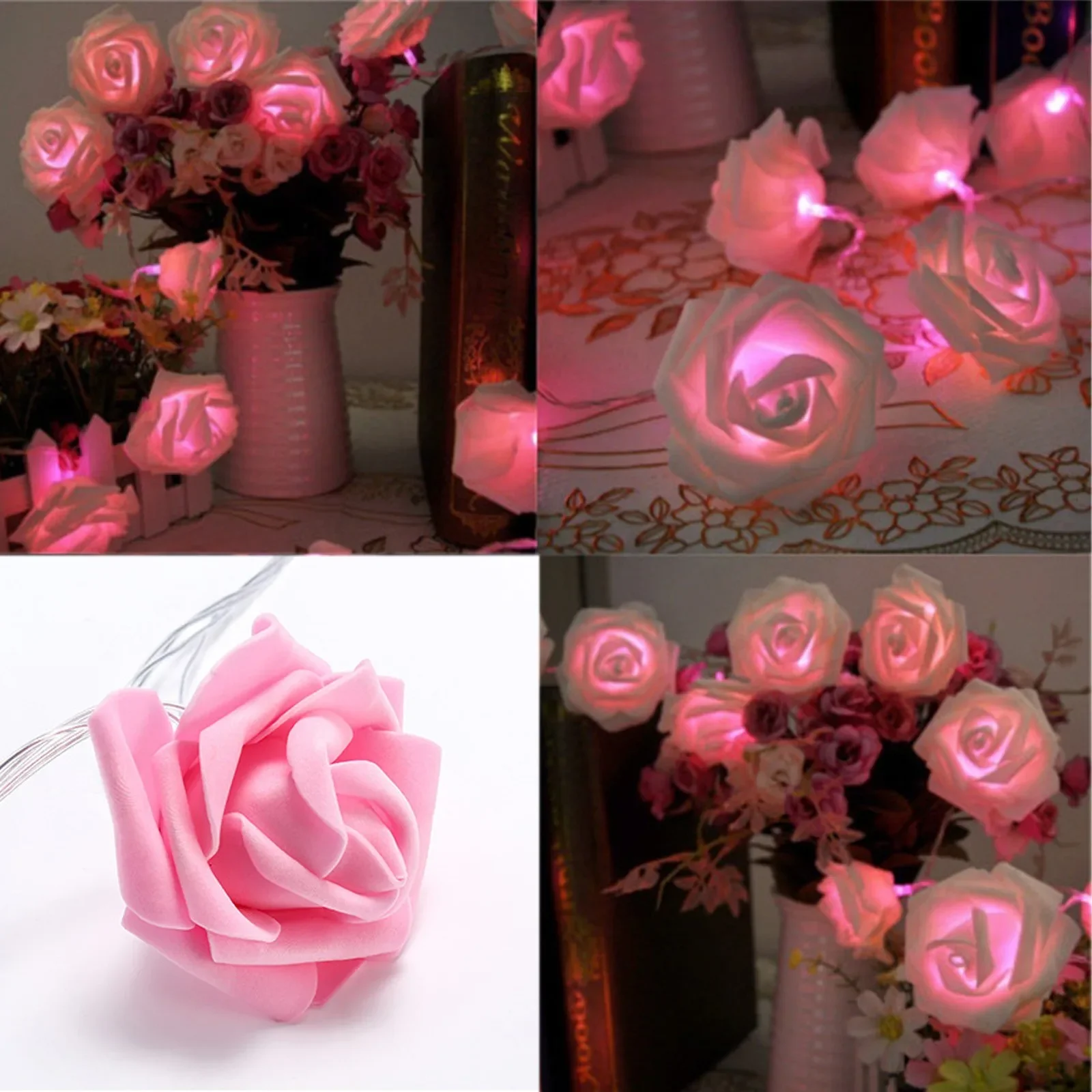 1M 2.2M 10/20LED Rose Christmas String Lights Battery Powered Home Decor 2022