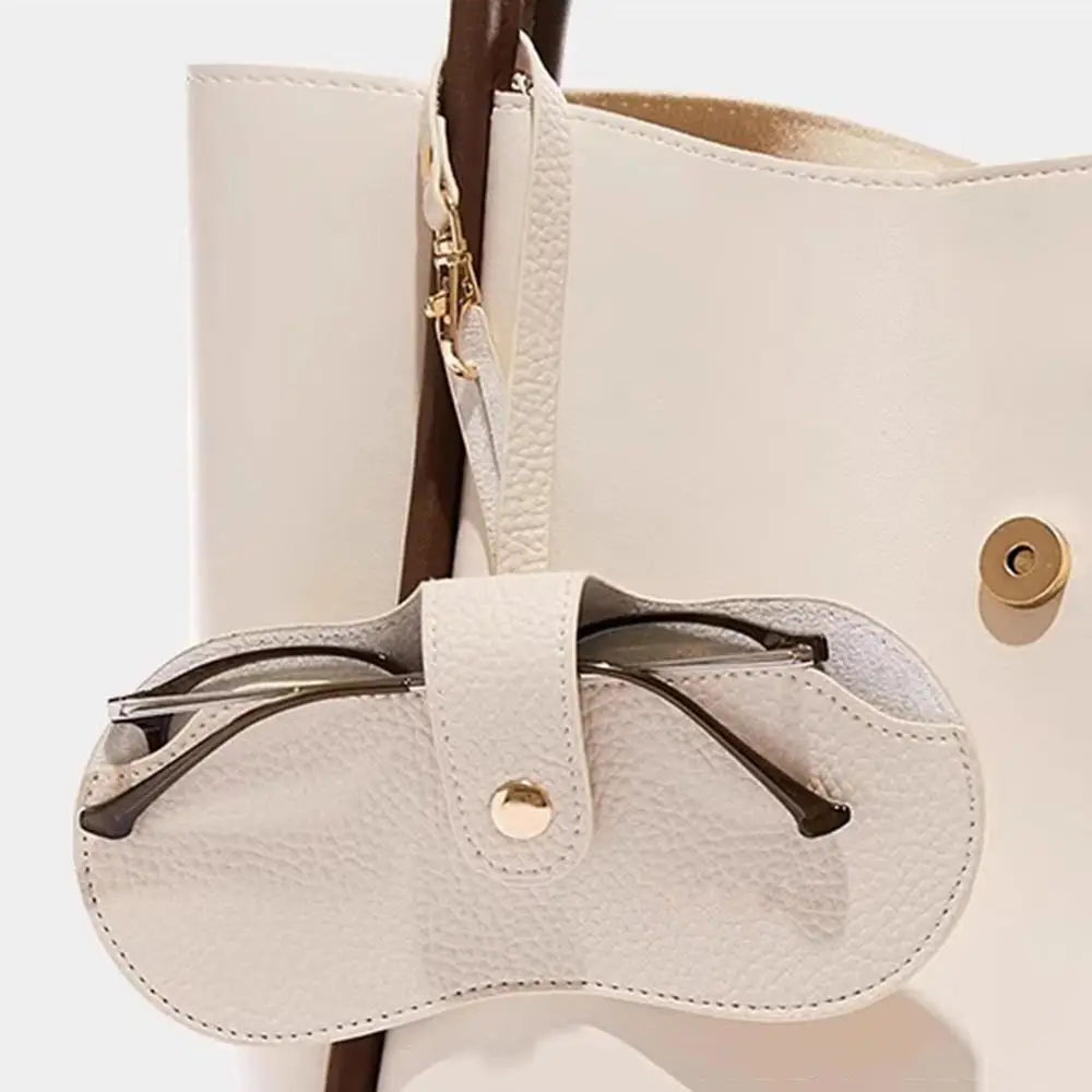 Weiche Lychee Muster PU Leder Gläser Tasche Retro Sonnenbrille Fall Tragbare Myopie Rahmen Fall Einfache Brillen Brillen Lagerung