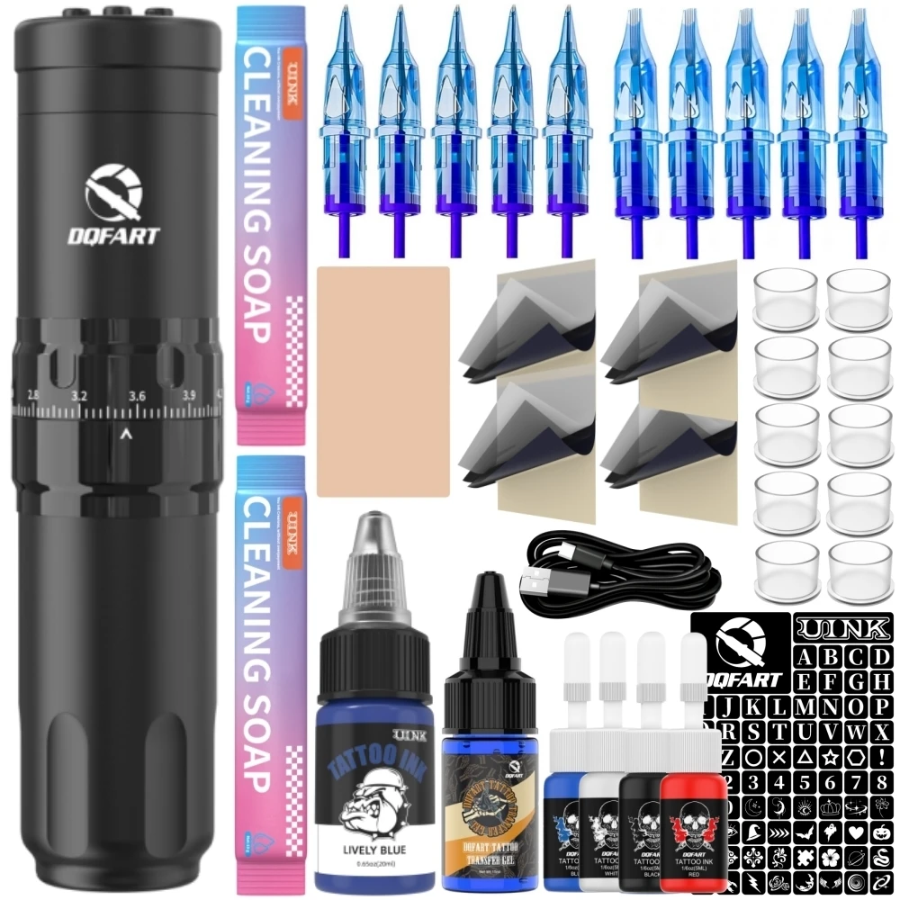 New T1Pro Set Alloy Electric Wireless Tattoo Machine Pen Rotation Adjustment Transfer Printing Gel Tattoo Ink Tattoo Artists