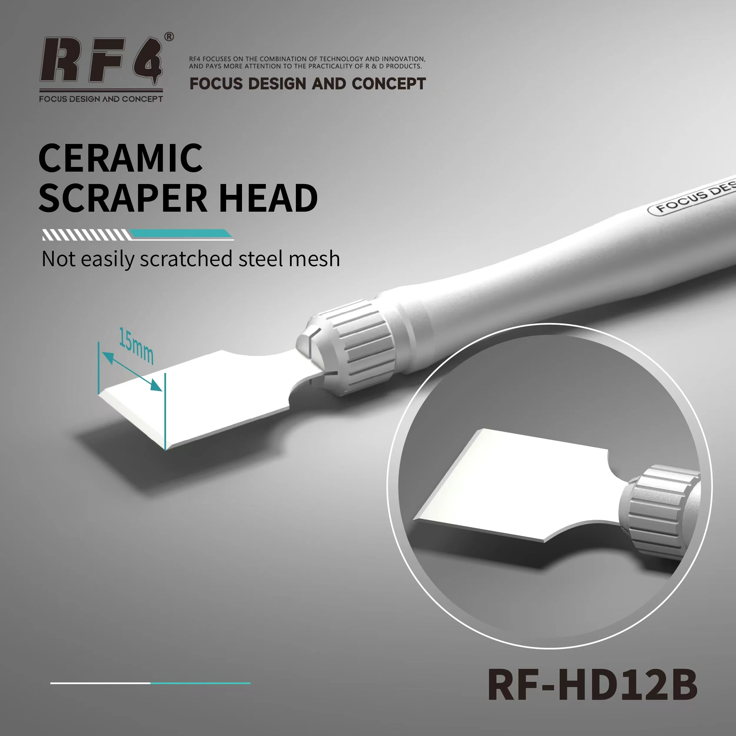 

RF4 RFHD12B Оловянный скребковый нож, инструмент, керамическое лезвие Materil без царапин для стальной сетки, оловянная посадка, ручной инструмент для ремонта телефона