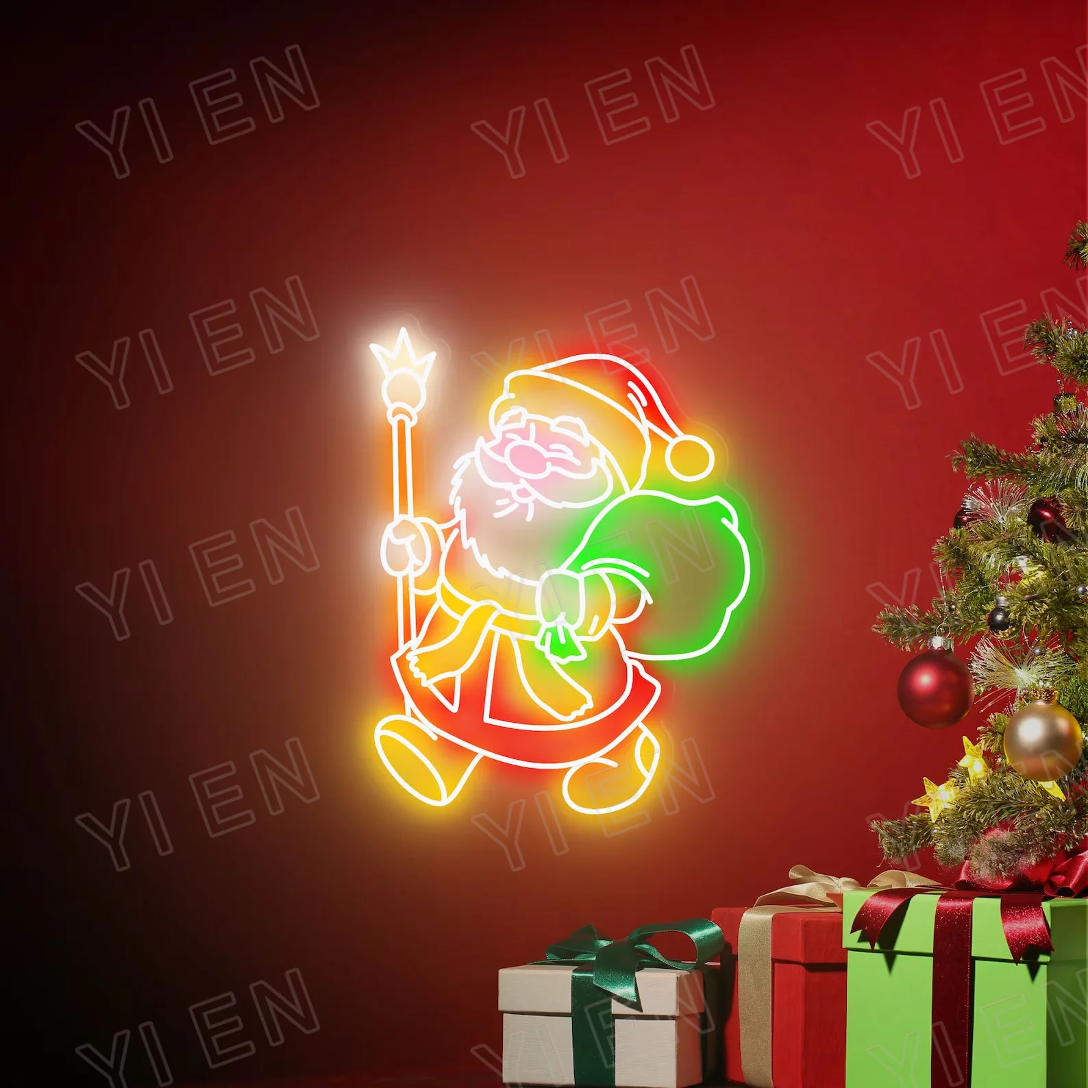 Imagem -03 - Papai Noel Led Neon Sign Decoração do Pai Natal Presentes Personalizados Decoração de Festa