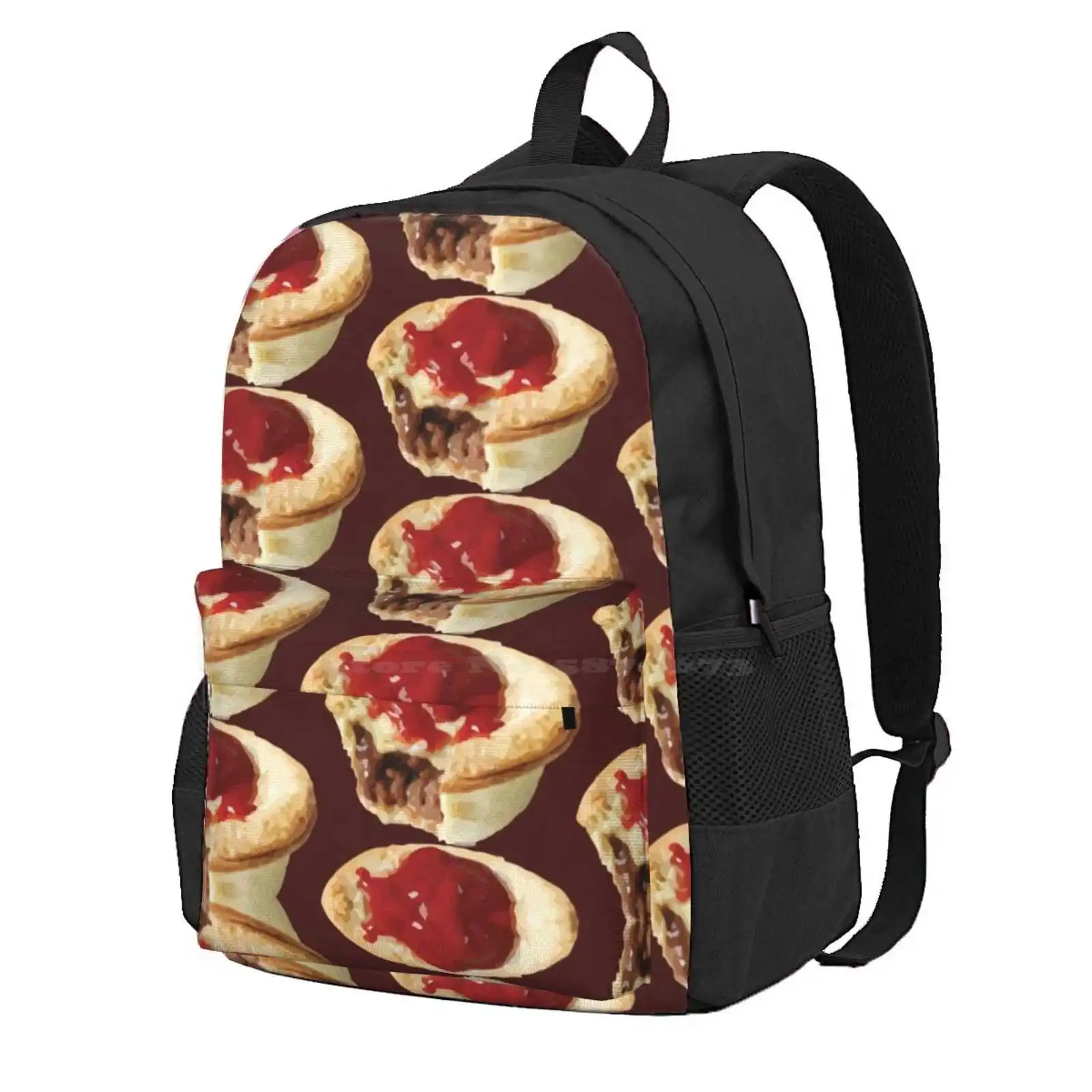 Traditional Australian Meat Pie Hot Sale Schoolbag Backpack Fashion Bags Aussie Food Australia Day Pot Pie Banksy Ketchup