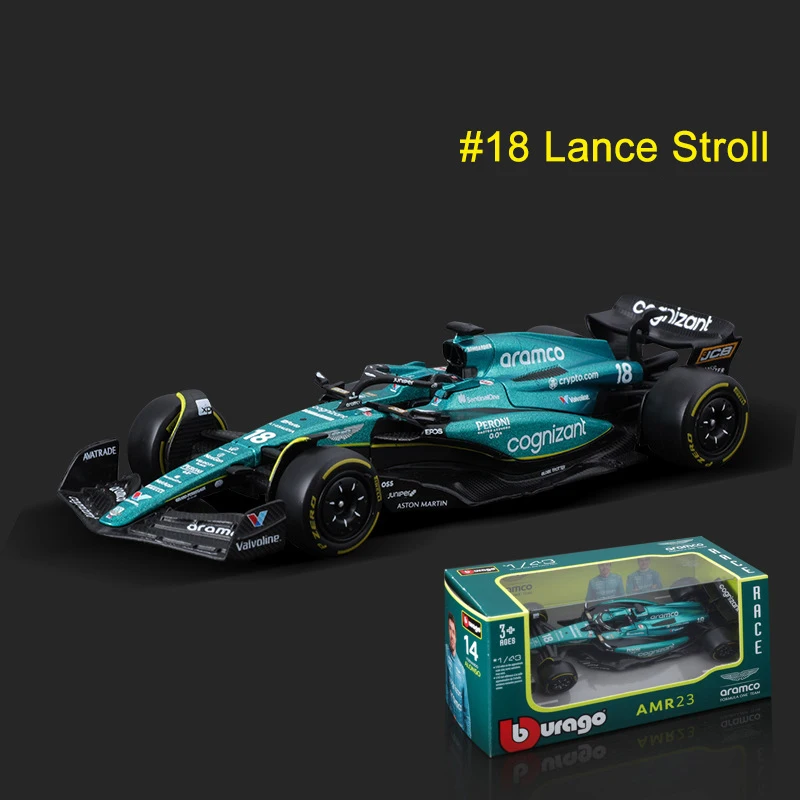 Bburago 1:43 Aston MartinคอลเลกชันAMR23 F1 Formula RacingโลหะผสมDiecastรุ่นของเล่นรถยนต์ 14 #   Fernando Alonso 2023 ของขวัญเด็กผู้ชาย