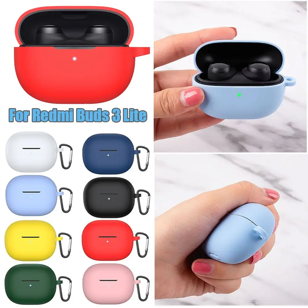 Candy Color Shockproof Anti Lost Liquid Silicone Cover Soft Shell Protective Case Bluetooth Earphone For Redmi Buds 3 Lite