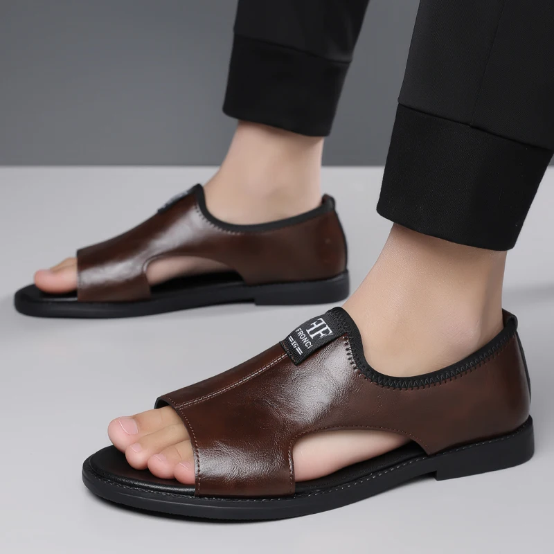 Men's Summer Roman Sandals, Slip-on Slippers with Soft Sole, Breathable & Anti-slip for Outdoor, Driving and Beach-HT2025 - view 6