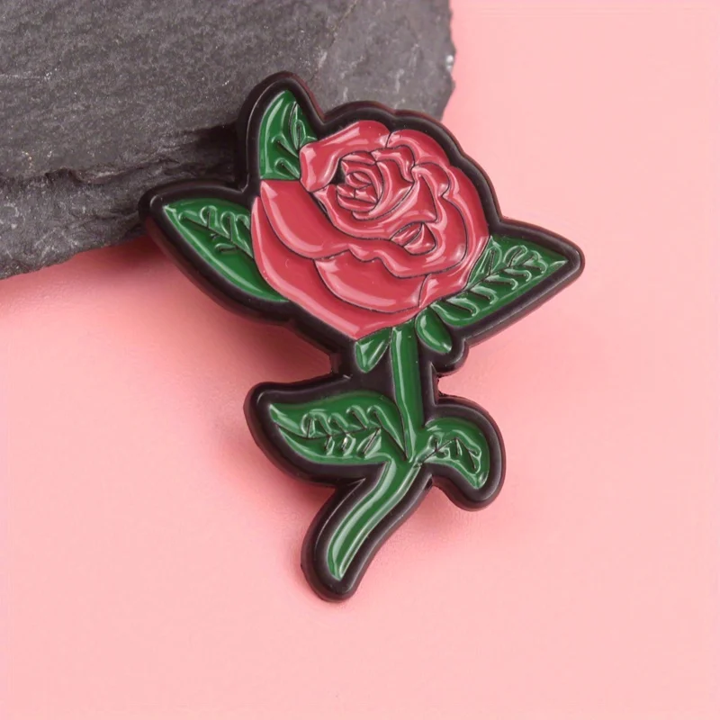 

Timeless Rose Enamel Pin - Hyper-Realistic Crimson Bloom with Botanical Vein Detailing, Premium Jewelry for Bridal Bouquets & An