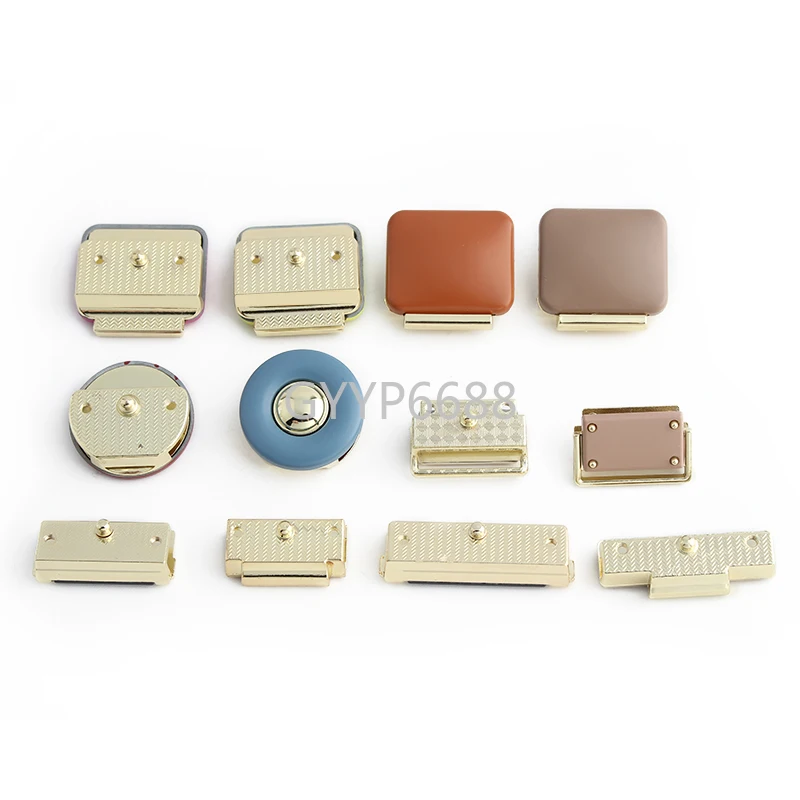 2/5/20Sets Round/Square/Rectangle Metal Magnetic Button Locks For Handbag Shoulder Bags Turn Twist Lock Clasp Buckle Accessories