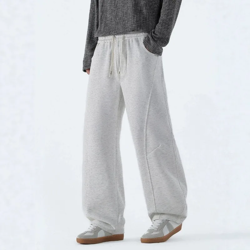 

2026 Autumn New Korean Style Harajuku Casual Wide Leg Pants for Men Fashion Solid Baggy Sports Trousers Joggers Men Sweatpants
