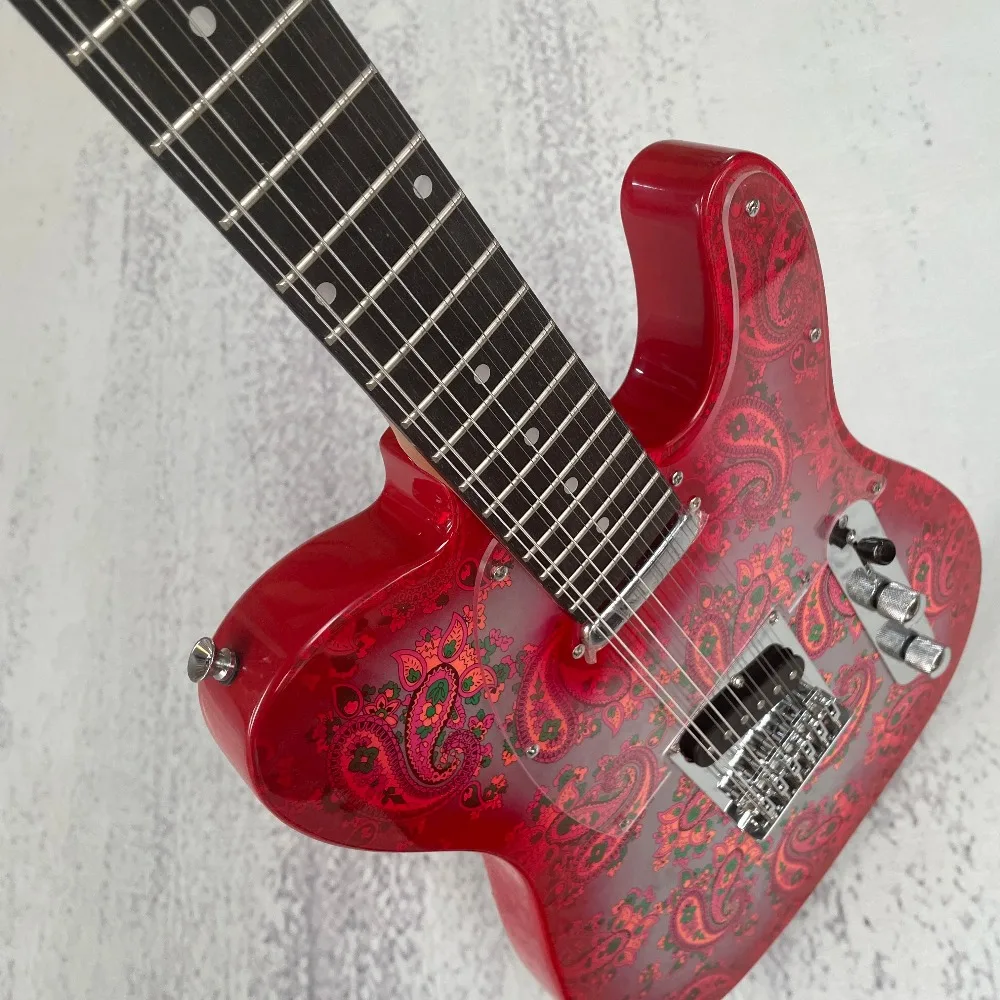 Fast Ship RED Paisely Guitar Chrome Hardware 12 Strings SS guitar
