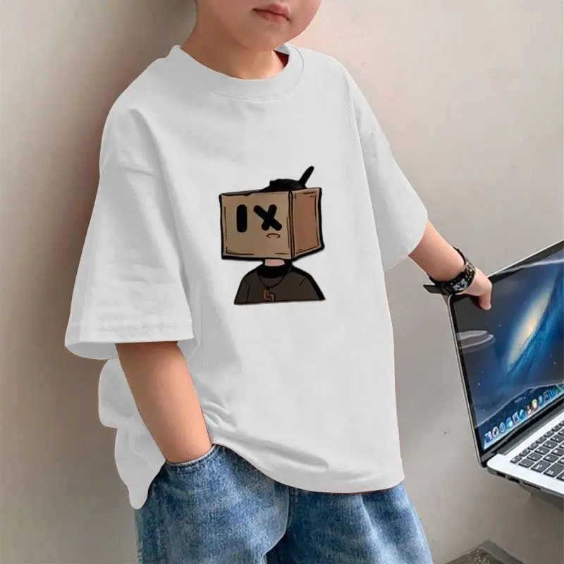Premium Cotton Boys' T-Shirt Summer Cartoon Print Loose Fit Kids' Breathable Graphic Tee Toddler Kids Trendy Tops