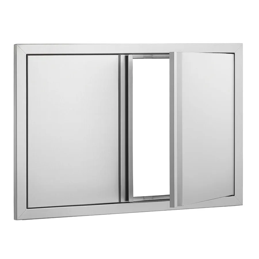 BBQ Access Door, 30W x 21H Inch Double Outdoor Kitchen Door, Stainless Steel Flush Mount Door, Wall Vertical Door with Recessed
