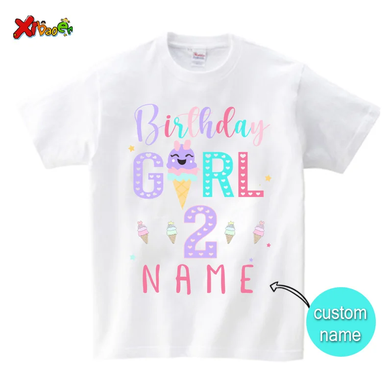 Family Outfit Matching Ice Cream Birthday Girl Sweet Family Shirt Party for Girls Party Clothes Outfit Baby Onesie Custom Name