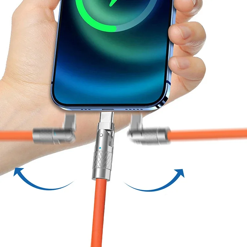 MVQF 120W Super Charge Cable 6A TypeC Quick Charge Liquid Silicone Data Cable Type C 180° Rotatable Cord for Samsung iPhone