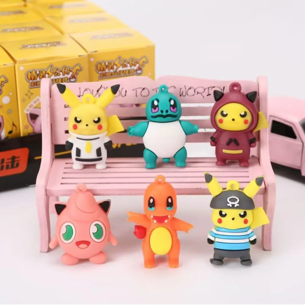 Nuovo in vendita calda 24 pezzi Pokemon personaggi anime classici Pikachu scatola cieca portachiavi colorato compleanno scatola cieca giocattolo regalo per bambini