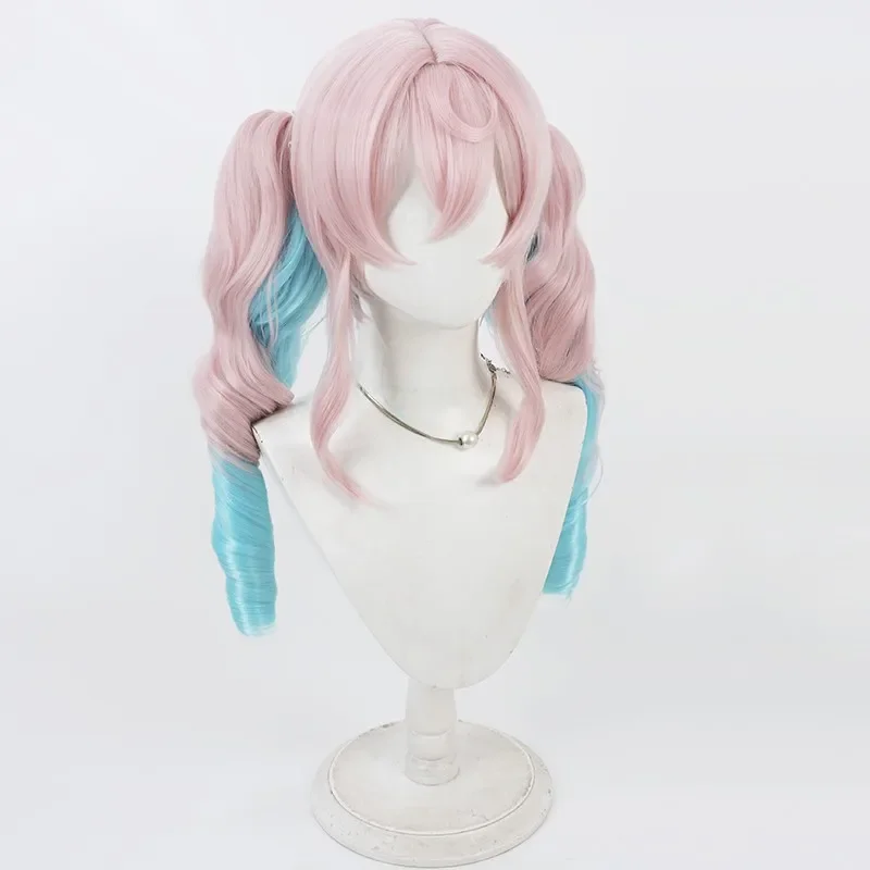 Honkai Star Rail Hyacine Cosplay Wig Pink Gradient Blue Curly Pigtails Hair Synthetic Wig Women Girls Party Halloween Amphoreus