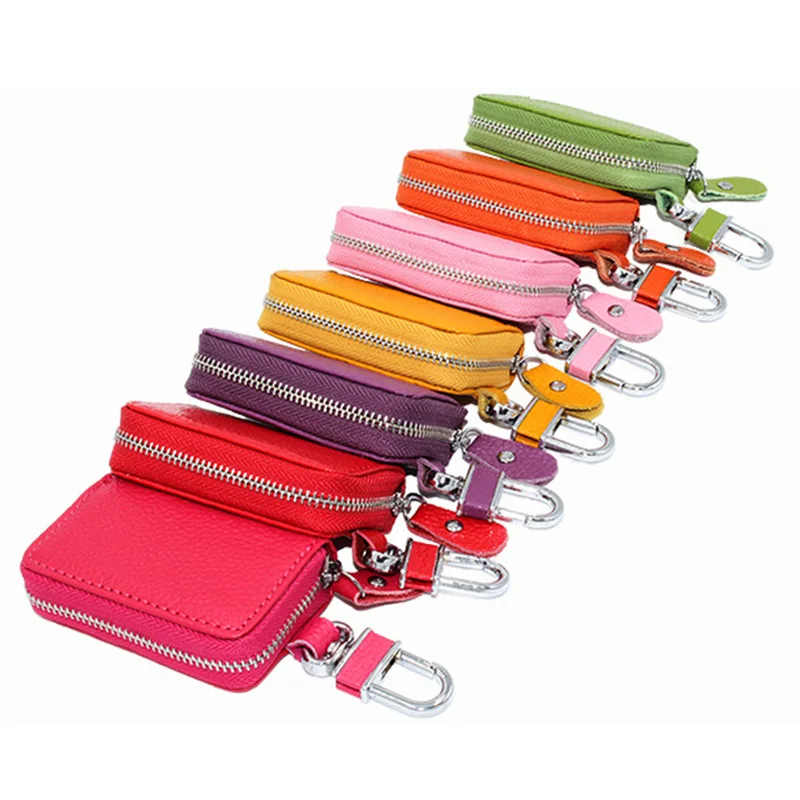 Car Key Bag Leather Universal Car Key Bag Zipper Leather Car Key Bag Wholesale Key Holder Wallet Keychain Leather Keychain