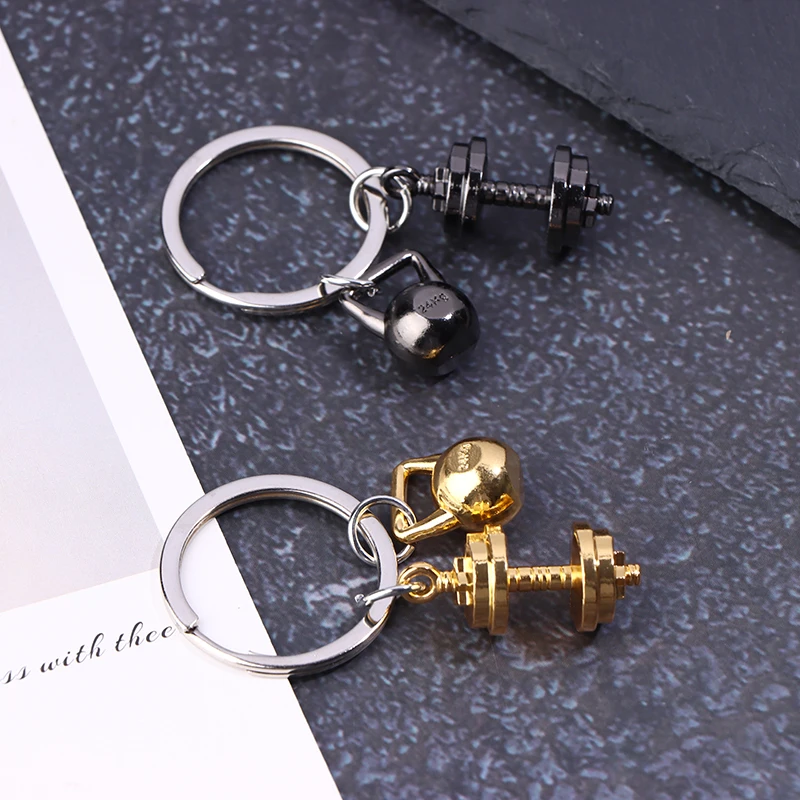 Mini-Hantel-Schlüsselanhänger aus Metall für Männer, Doppelhantel, Fitness-Promotion, kleines Geschenk, Zubehör zum Aufhängen am Rucksack oder Schlüsselbund – Detail 4
