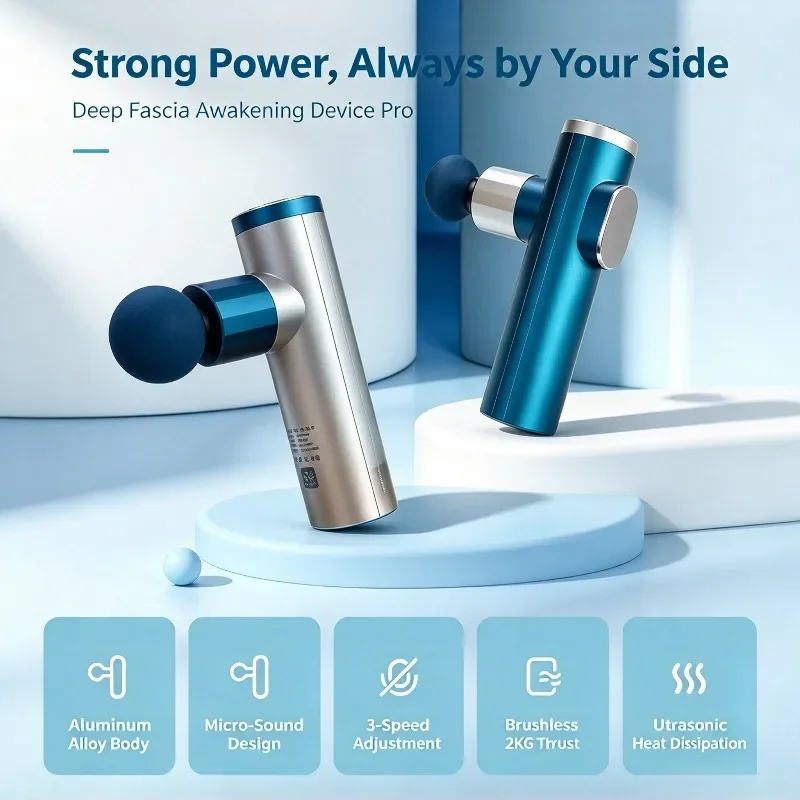 Metal Mini Massage Gun, Powerful Brushless Motor Deep Tissue Massager for Portable Muscle Relaxation